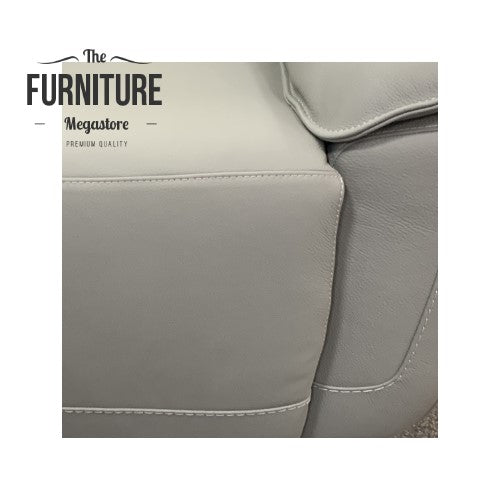 Grayson Power Grey Leather Recliner 3 + 2 Set - Integrated USB Ports & Adjustable Headrests - The Furniture Mega Store 
